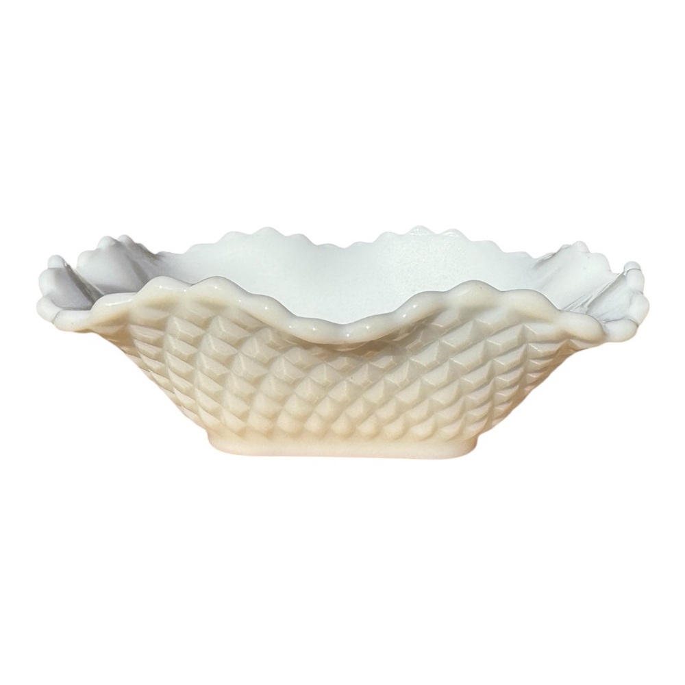 Milk Glass Trinket Dish | Scalloped Edge